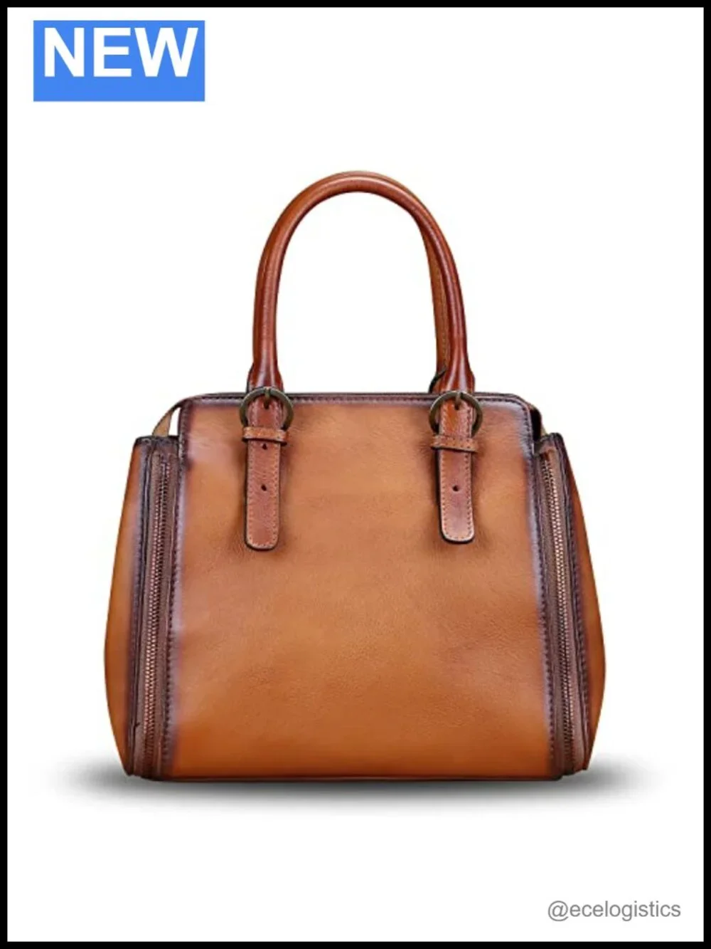 Genuine Leather Satchel Women Handbag Vintage Top-Handle Crossbody Shoulder Bag